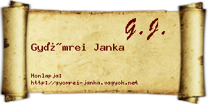 Gyömrei Janka névjegykártya
